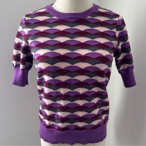 Liz Claiborne Purple, Maroon, Nude, & Gray Textured Short Sleeve Sweater Shirt